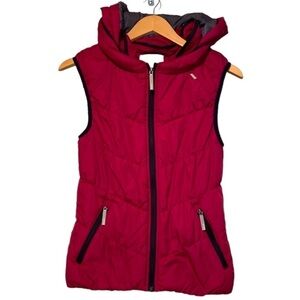 BENCH Pink Hooded Quilted Puffer Vest Size Small